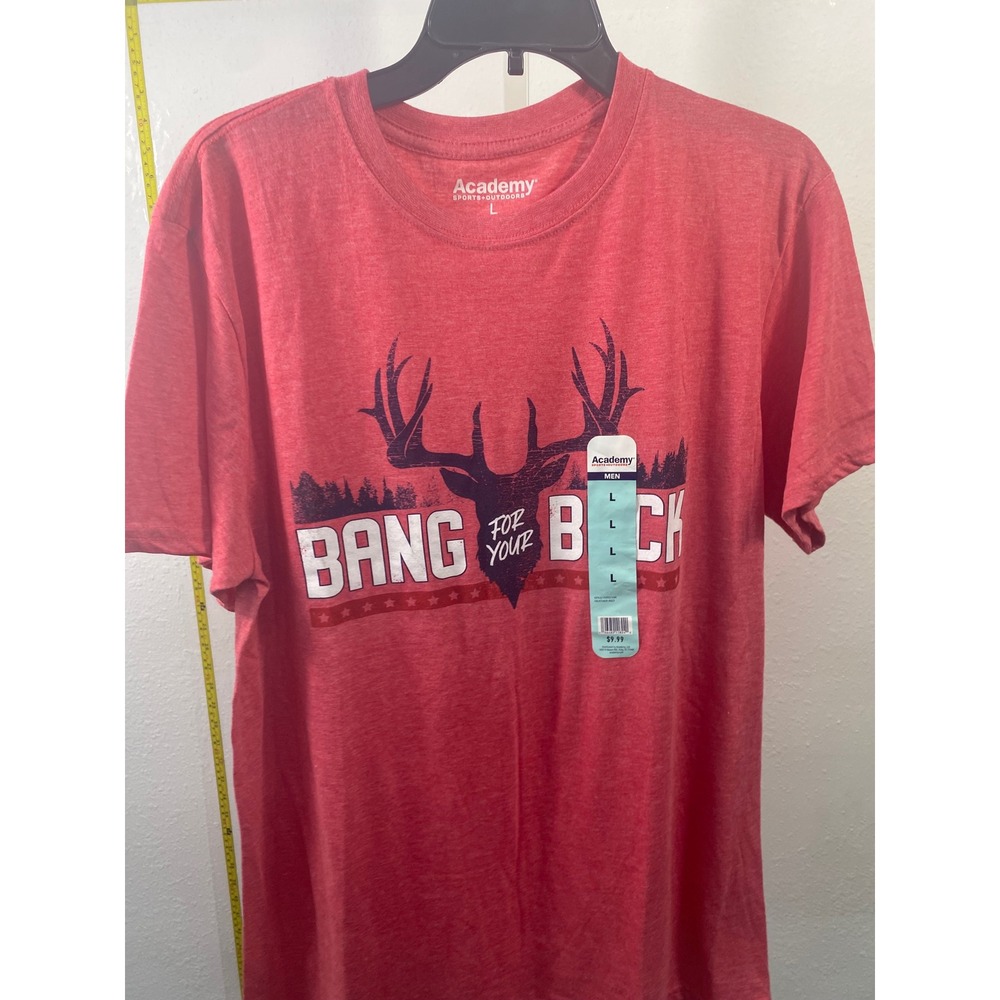 Academy Sports Outdoors Mens Bang For Your Buck Deer Graphic T-Shirt Red Large